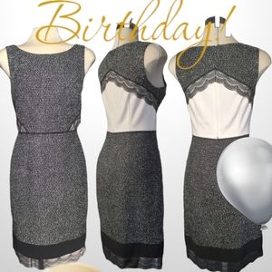 Ivanka Trump Luxury Black & White Sleeveless Sheath Dress Size 8